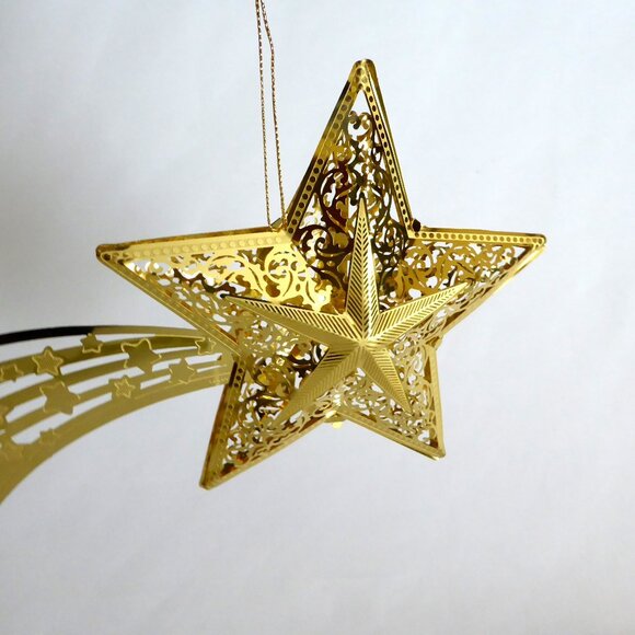 NEW VINTAGE 10.5” & 6” GOLD METAL SHOOTING STAR CHRISTMAS BETHLEHEM ORNAMENT LOT - Picture 13 of 14